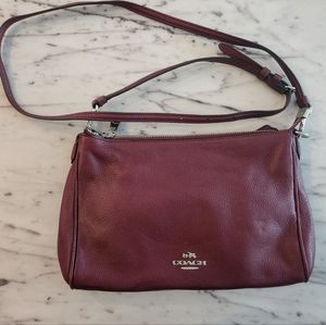 Burgundy Coach Crossbody Bag With Chain